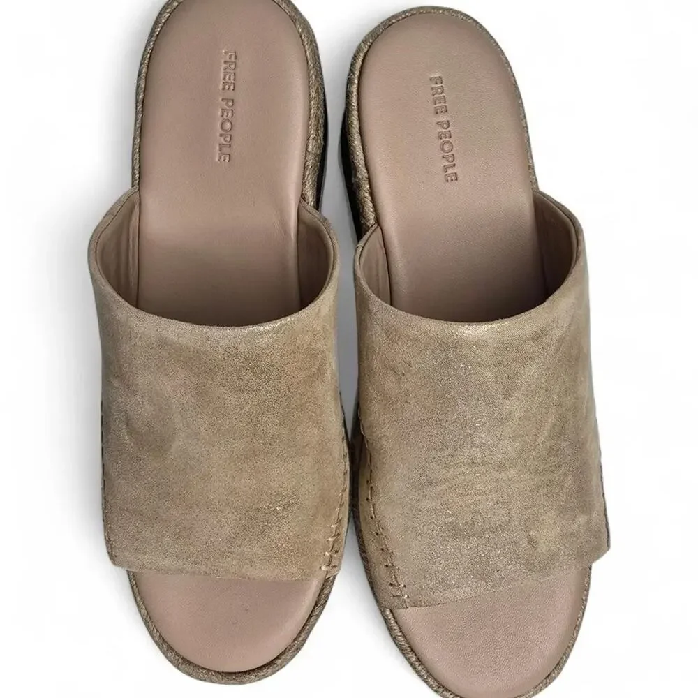 Free people Metallic Platform Slide 8.5